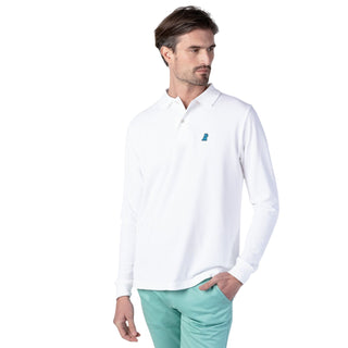 Men's Long Sleeve Polo Shirt- White A108