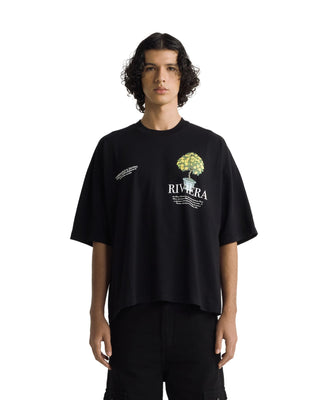 Riviera Lemon Tree Boxy Tshirt - Black