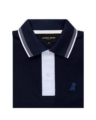 Men's Contrast Buttoning Polo Shirt - Navy A170