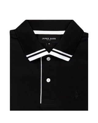 Men's Striped Accents Pique Polo Shirt - Black Beauty A167