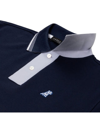 Men's Contrast Buttoning Polo Shirt - Navy A170