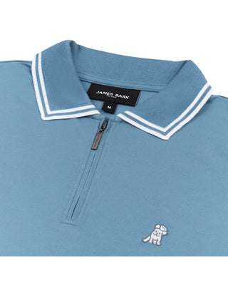 Men's Striped Travel Polo Shirt - Copen Blue A222