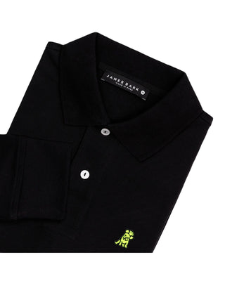 Men's Long Sleeve Polo Shirt- Black A89