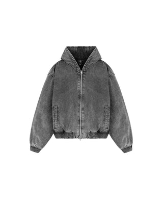 R5 Hooded Denim Bomber - Charcoal Grey