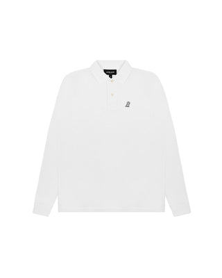 Men's Long Sleeve Polo Shirt - Brilliant White A11