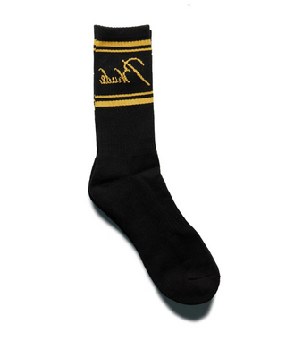 Rhude Script Logo Sock - Black/Yellow