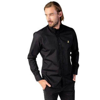 Men's Button Down Long Sleeve Shirt - Black A200