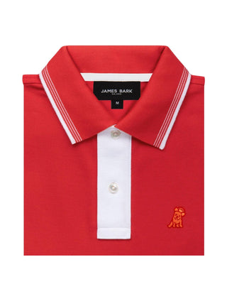 Men's Contrast Buttoning Polo Shirt - Risk Red A206