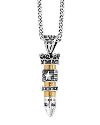 38 Special Bullet W/ Silver Star Flag Necklace