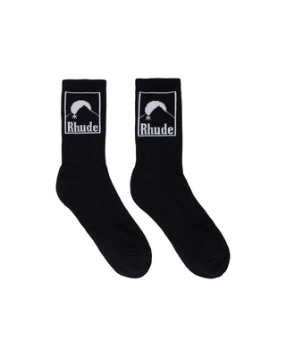 RHUDE MOONLIGHT BADGE SOCK - BLACK/WHITE